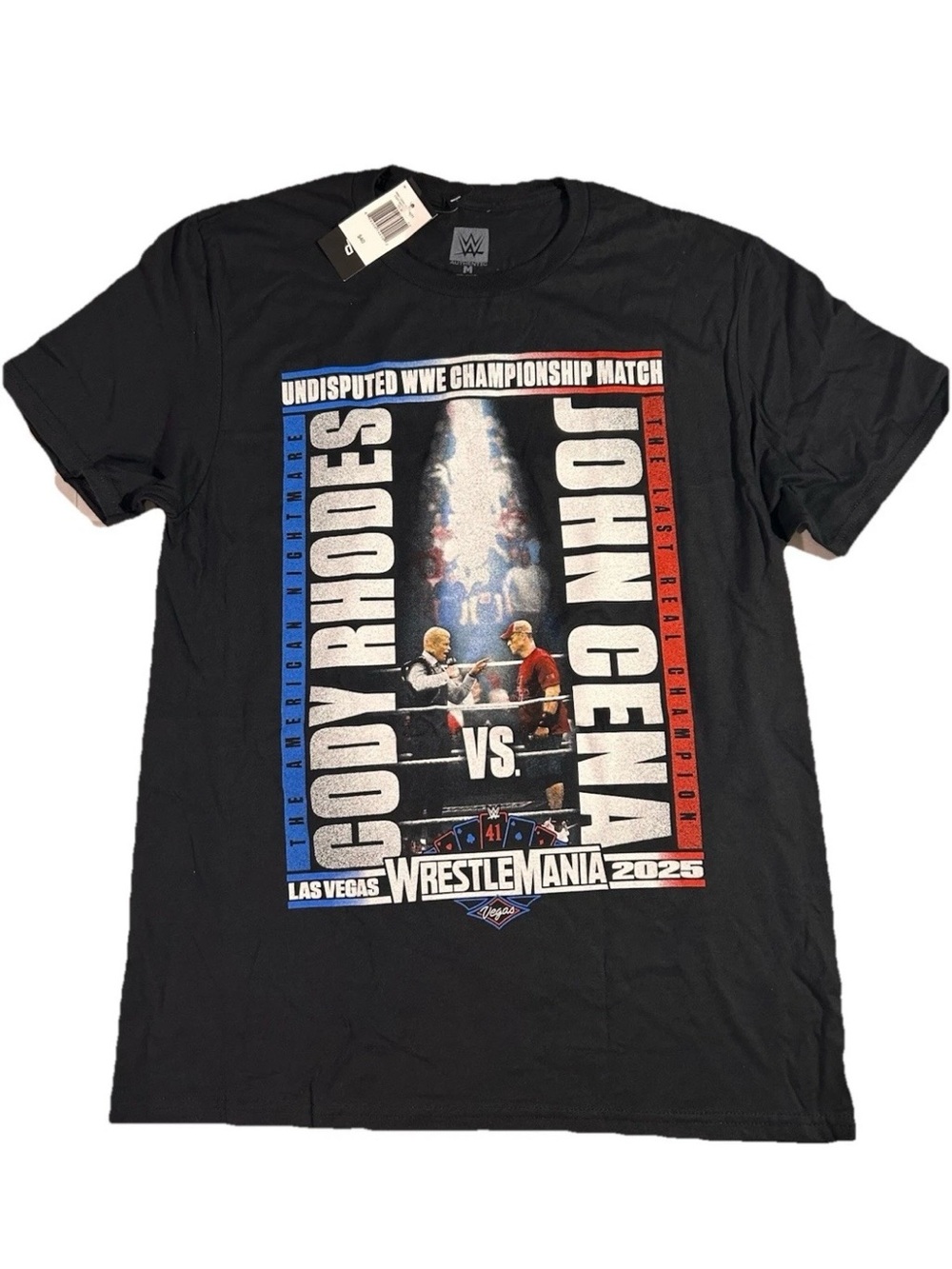 WWE Cody Rhodes vs John Cena WrestleMania 41 Shirt Medium M Black WrestleMania